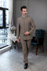 Classic 2 Piece Men’s Slim Fit Solid Color Stand Collar Wedding Suit (Blazer + Pants） Pieces Suit
