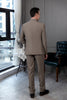 Classic 2 Piece Men’s Slim Fit Solid Color Stand Collar Wedding Suit (Blazer + Pants） Pieces Suit