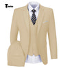 Casual Men’s 3 Pieces Mens Suit Notch Lapel Flat Tuxedos (Blazer + Vest + Pants) Xs / Champagne