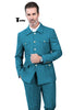 Fashion Men’s 2 Pieces Mens Suit Stand Lapel Flat Tuxedos (Blazer + Pants) Xs / Blue-Green Suit