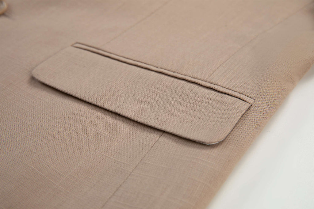 Casual Men’s 2 Pieces Mens Suit Notch Lapel Linen For Wedding (Blazer + Pants) Pieces Suit