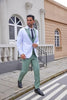 Fashion Men’s Suits Slim Fit 3 Pieces Peak Lapel Tuxedos (White Blazer + Vest + Pant) Pieces Suit