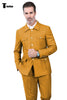 Fashion Men’s 2 Pieces Mens Suit Stand Lapel Flat Tuxedos (Blazer + Pants) Xs / Gold Suit