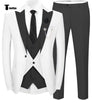 Fashion Men’s Suits Slim Fit 3 Pieces Peak Lapel Tuxedos (White Blazer + Vest + Pant) Xs / Black