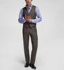 Mens Business 2 Pieces Suit Plaid V Neck Vest (Vest + Pants) Pieces Suit