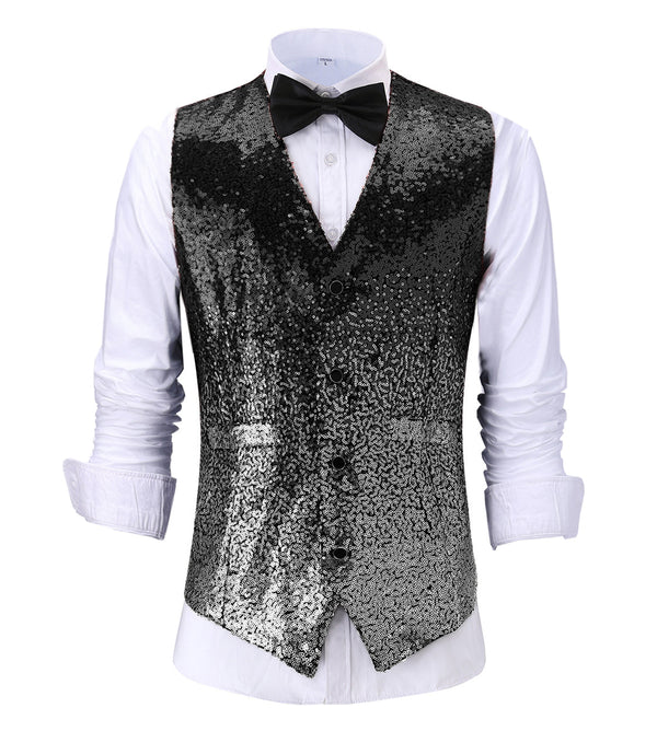 Suit Vest - Men's Fashion Gradient Sequined Suit Vest V Neck Suit Vest