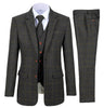 3 Pieces Suit - Fashion Men's 3 Pieces Tweed Plaid Notch Lapel Suit (Blazer+vest+Pants)