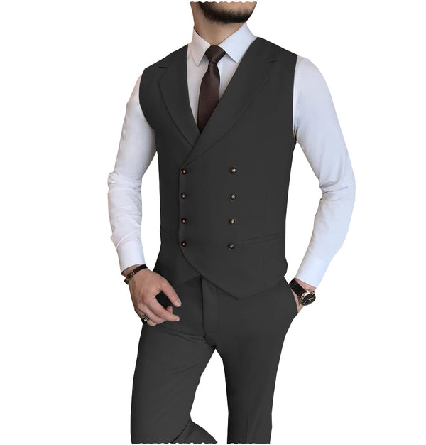 2 Pieces Suit - Fashion 2 Pieces Double Breasted Mens Suit For Wedding (Vest + Pants)