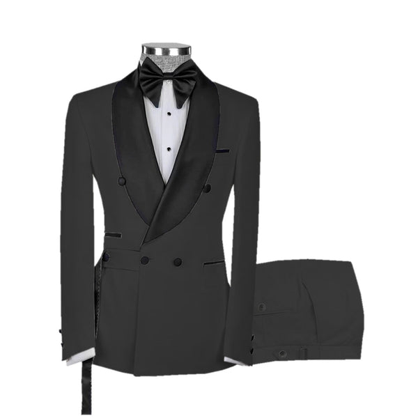 2 Pieces Suit - Fashion 2 Pieces Mens Suit Flat Shawl Lapel Tuxedos For Wedding