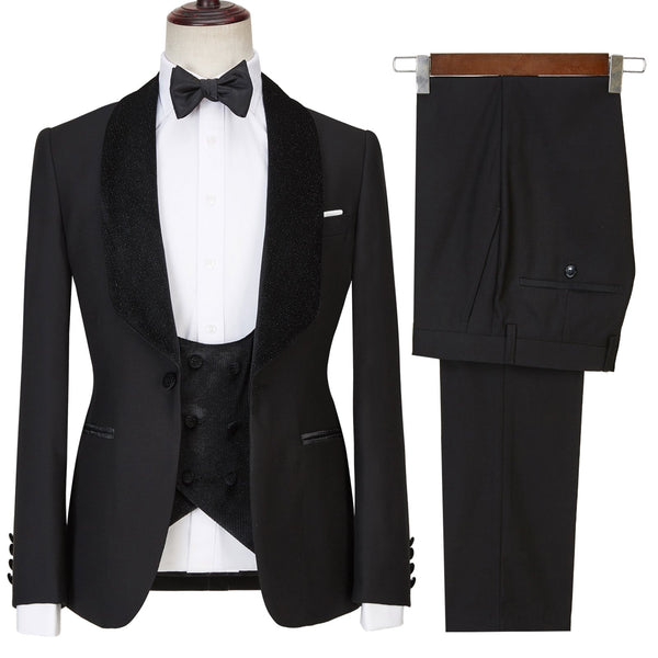 3 Pieces Suit - Fashion Men's Suit Printed 3 Pieces Shawl Lapel Tuxedo For Prom (Blazer+vest+Pants)
