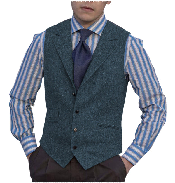 Suit Vest - Fashion Men's Vest Tweed Notch Lapel Waistcoat