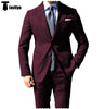 Fashion 2 Pieces Mens Suit Flat Notch Lapel Tuxedos For Wedding (Blazer + Pants) Xs / Burgundy