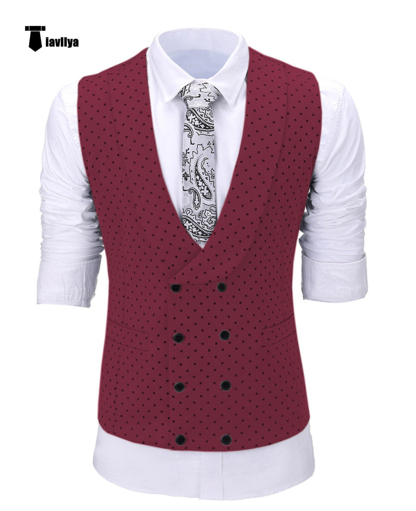 Suit Vest - Fashion Men's Suit Vest Prom Print Shawl Lapel Suit Vest