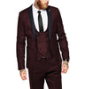 3 Pieces Suit - Vintage Classical 3 Piece Mens Suit Herringbone Notch Lapel Blazer (Blazer Vest+Pants)