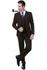 Cassual Men’s 3 Pieces Suit Tweed Peak Lapel Tuxedos (Blazer + Vest + Pants) Xs / Coffee Pieces Suit