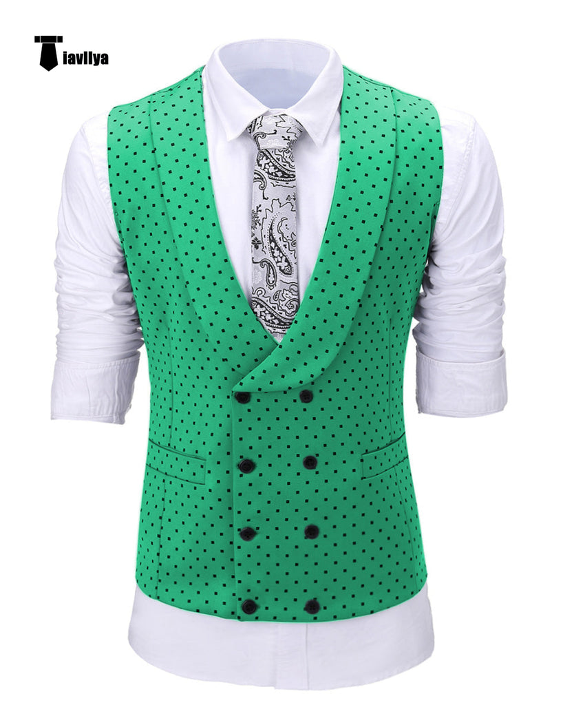 Suit Vest - Fashion Men's Suit Vest Prom Print Shawl Lapel Suit Vest