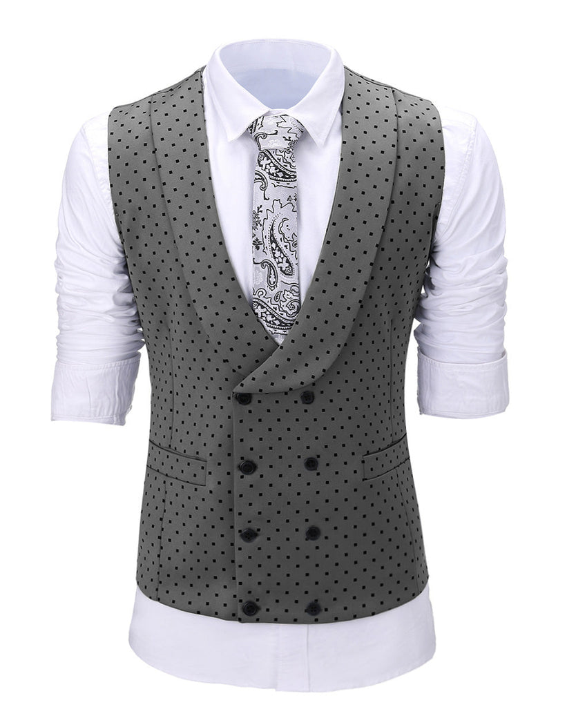 Suit Vest - Fashion Men's Suit Vest Prom Print Shawl Lapel Suit Vest