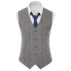 Suit Vest - Men's Casual Slim Fit Plaid Tweed V Neck Waistcoat