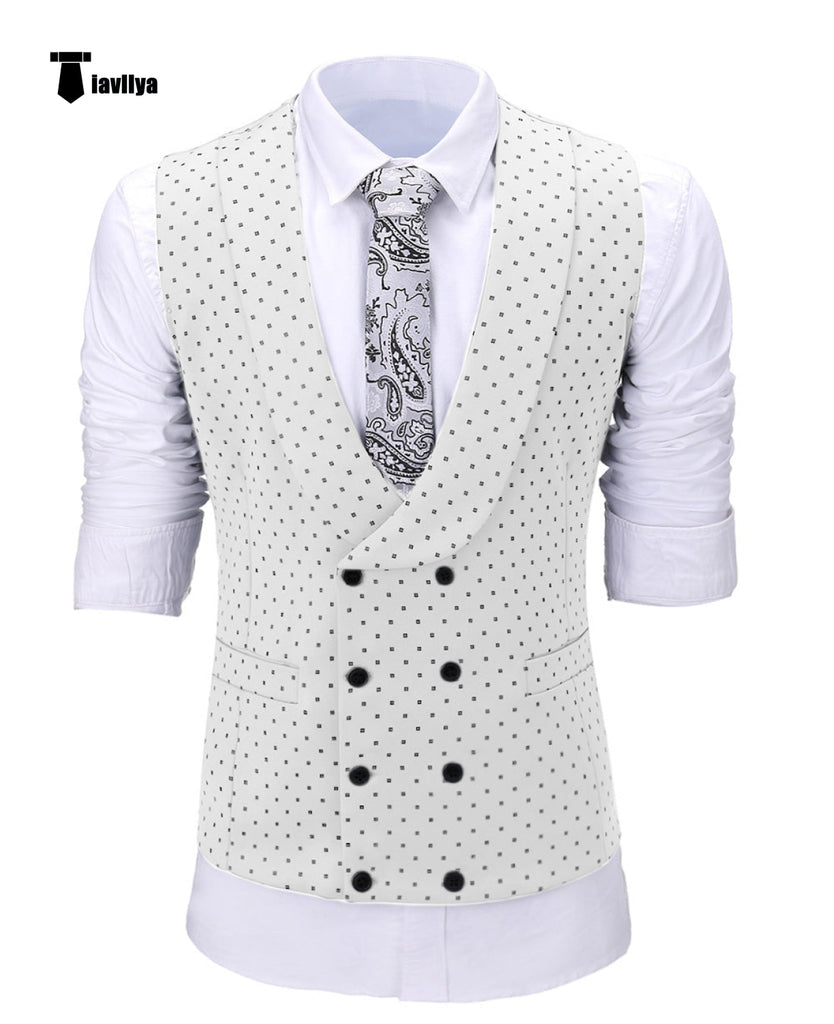 Suit Vest - Fashion Men's Suit Vest Prom Print Shawl Lapel Suit Vest