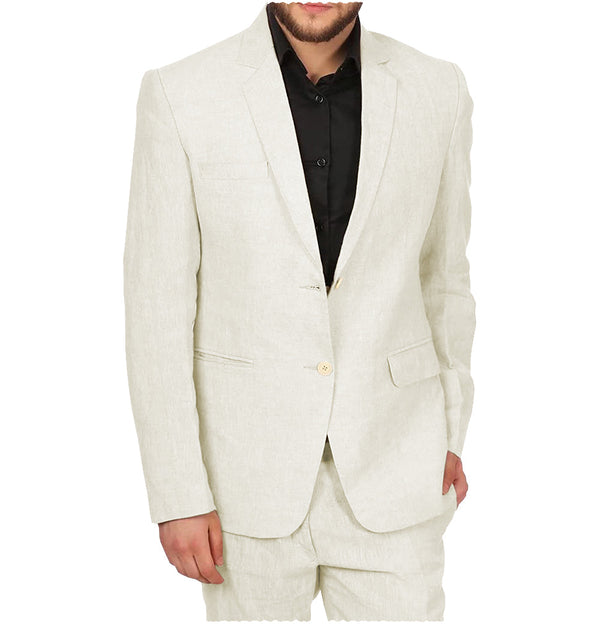 2 Pieces Suit - Formal Men's 2 Pieces Mens Suit Notch Lapel Linen For Wedding (Blazer+Pants)