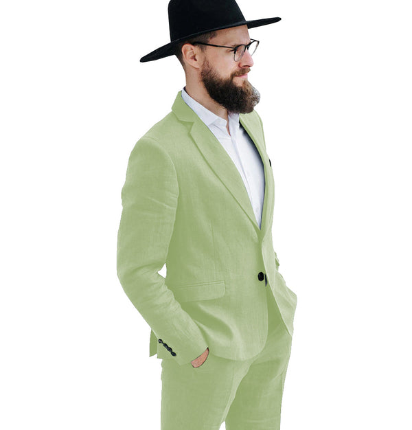 2 Pieces Suit - Casual Men's 2 Pieces Mens Suit Notch Lapel Linen For Wedding (Blazer+Pants)