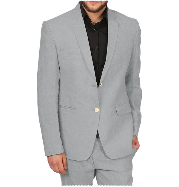 2 Pieces Suit - Formal Men's 2 Pieces Mens Suit Notch Lapel Linen For Wedding (Blazer+Pants)