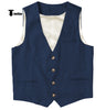 Casual Mens Waistcoat Flat Linen V Neck Waistcoat For Wedding Xs / Navy Suit Vest