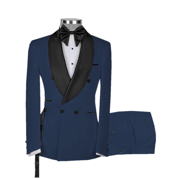 2 Pieces Suit - Fashion 2 Pieces Mens Suit Flat Shawl Lapel Tuxedos For Wedding(Blazer+Pants)