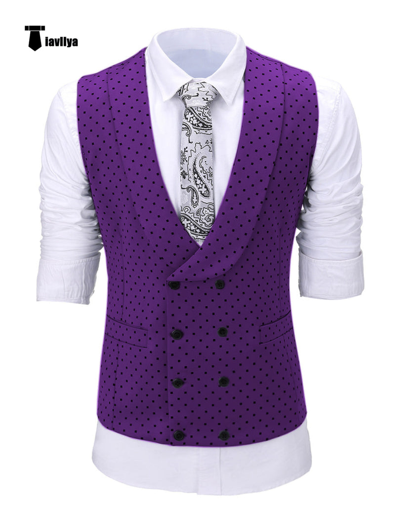 Suit Vest - Fashion Men's Suit Vest Prom Print Shawl Lapel Suit Vest
