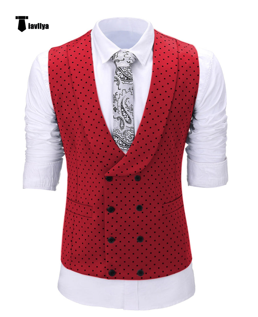 Suit Vest - Fashion Men's Suit Vest Prom Print Shawl Lapel Suit Vest