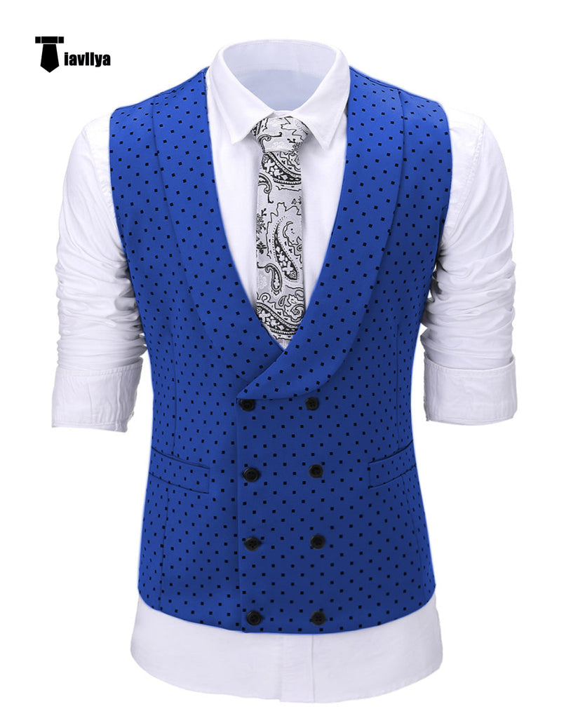 Suit Vest - Fashion Men's Suit Vest Prom Print Shawl Lapel Suit Vest