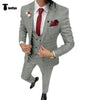 3 Pieces Suit - Formal Mens Suit 3 Pieces Plaid Peak Lapel Tuxedos (Blazer+Vest+Pants)