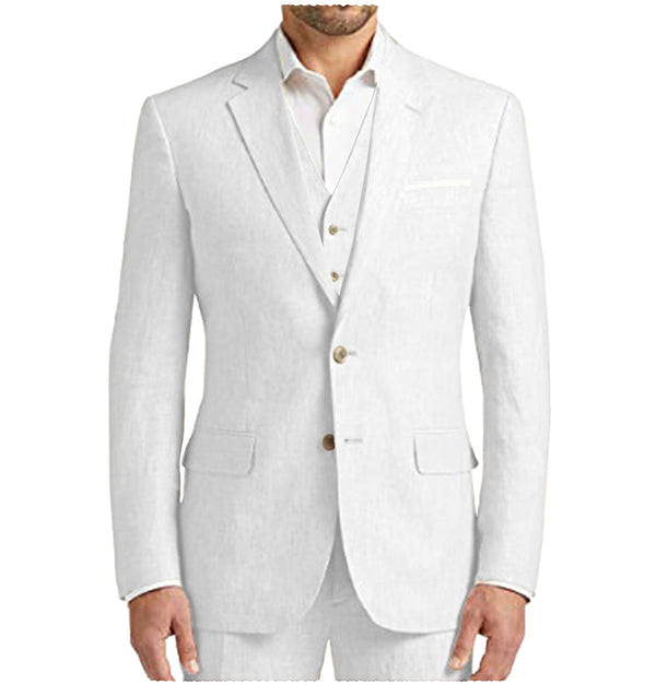 3 Pieces Suit - Men's 3 Pieces Mens Suit Notch Lapel Linen For Wedding (Blazer+vest+Pants)