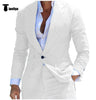 Fashion Men’s 2 Pieces Mens Suit Peak Lapel Linen For Wedding (Blazer + Pants) Xs / White Pieces