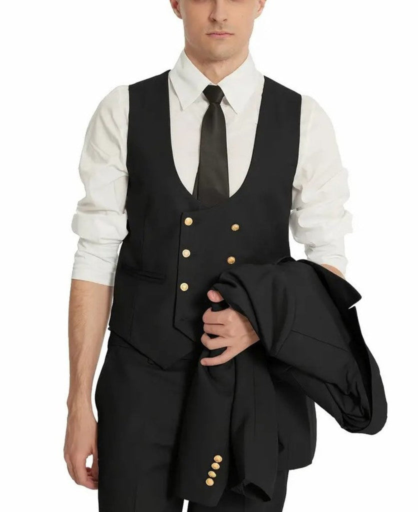 Fashion 3 Pieces Mens Suit Shawl Lapel Tuxedos For Wedding (Blazer + Vest + Pants) Pieces Suit