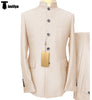 2 Pieces Suit - Classic 2 Piece Men's Slim Fit Solid Color Stand Collar Wedding Suit (Blazer+Pants）