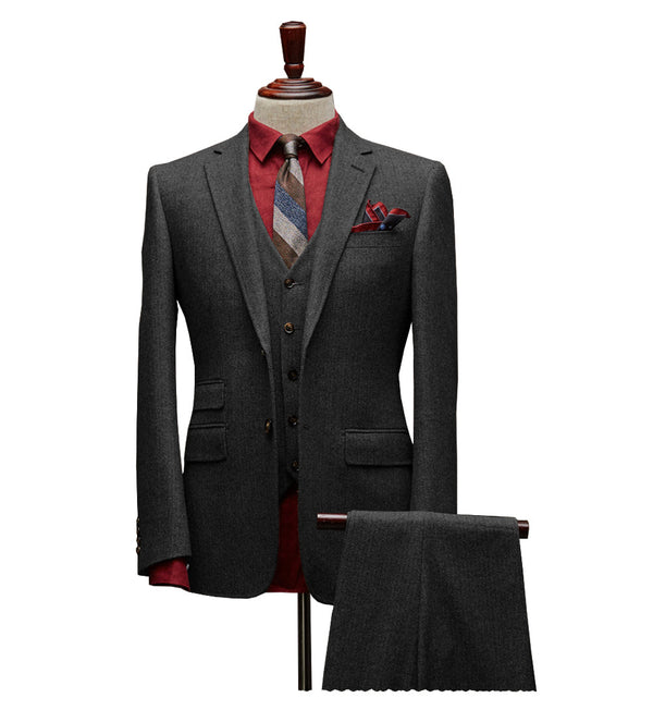3 Pieces Suit - Vintage Classical Men's 3 Pieces Suit Tweed Notch Lapel Tuxedos (Blazer+vest+Pants)