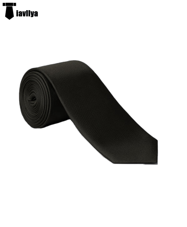 Men’s Modern Fit Classic Solid Color Tie Set Black Accessories