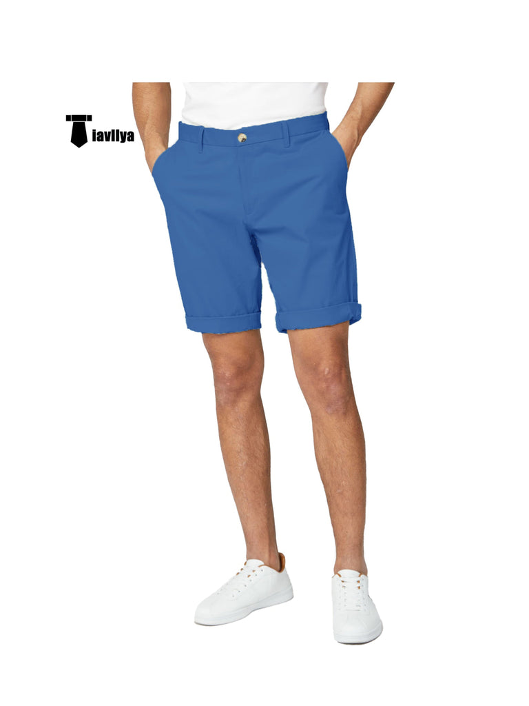 Fashion Men’s Short Pants Flat For Beach Wedding 29W X 28L / Blue Suit