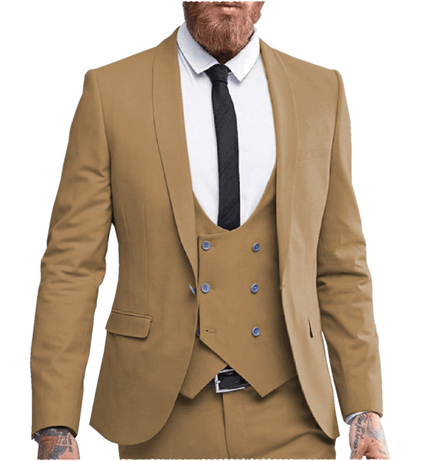 3 Pieces Suit - Fashion 3 Pieces Mens Suit Shawl Lapel Tuxedos For Wedding (Blazer+vest+Pants)