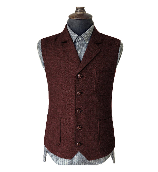 Suit Vest - Vintage Classical Men's Suit Regular Fit Notch Lapel Herringbone Waistcoat