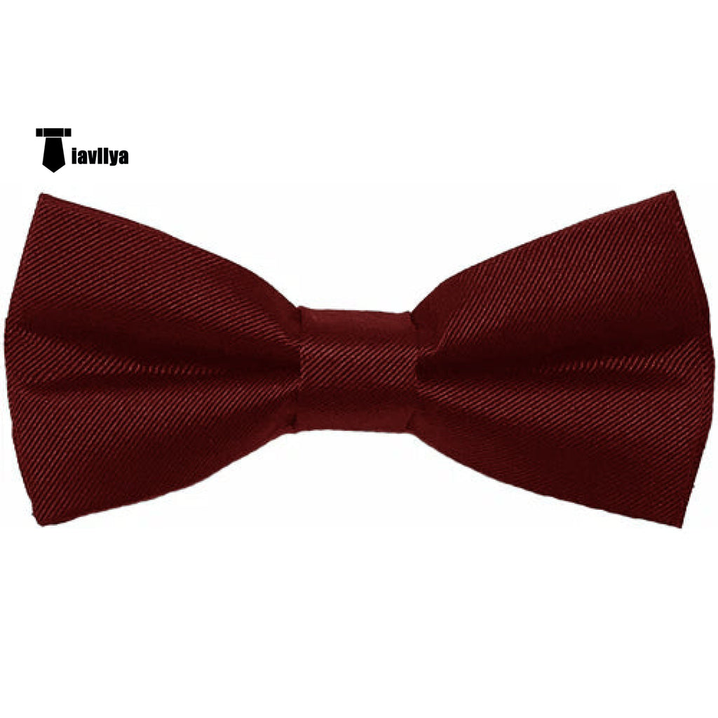 Men’s Modern Fit Classic Solid Color Bow Tie Burgundy Accessories