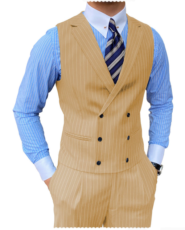 2 Pieces Suit - Formal Men's 2 Pieces Slim Fit Striped Notch Lapel Tuxedos (Vest+Pants)