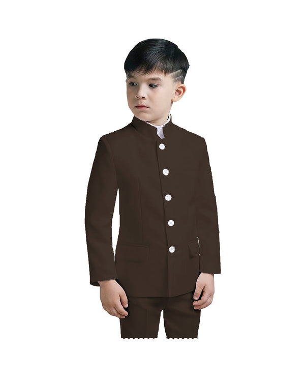 Boy‘s Suit - Classic 2 Piece Boy's Slim Fit Solid Color Stand Collar Suit (Blazer+Pants）