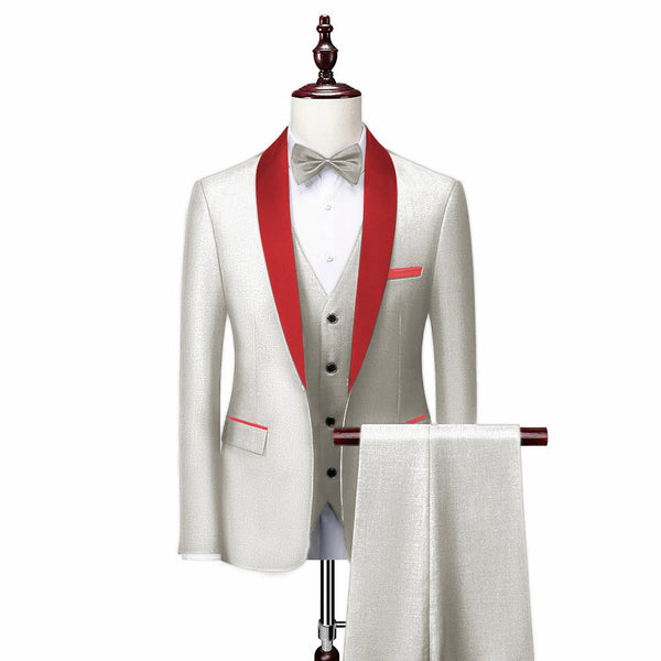 3 Pieces Suit - Fashion 3 Pieces Mens Suit Flat Shawl Lapel Tuxedos (Blazer+vest+Pants)