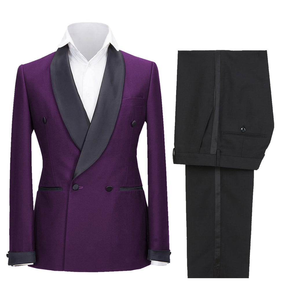 2 Pieces Suit - Fashion Mens Suit Double Breasts Shawl Lapel 2 Pieces (Blazer+Pants)