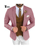 Fashion Men’s 3 Pieces Houndstooth Notch Lapel Tuxedos (Blazer + Vest + Pants) Xs / Fuchsia