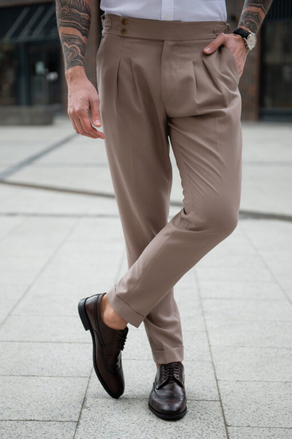 Men’s Formal Pants Pleated Front Regular Fit Trousers Suit