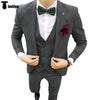 Fashion Men’s Suit 3 Piece Peak Lapel Flat Tuxedo Wedding (Blazer + Vest + Pants) Xs / Grey