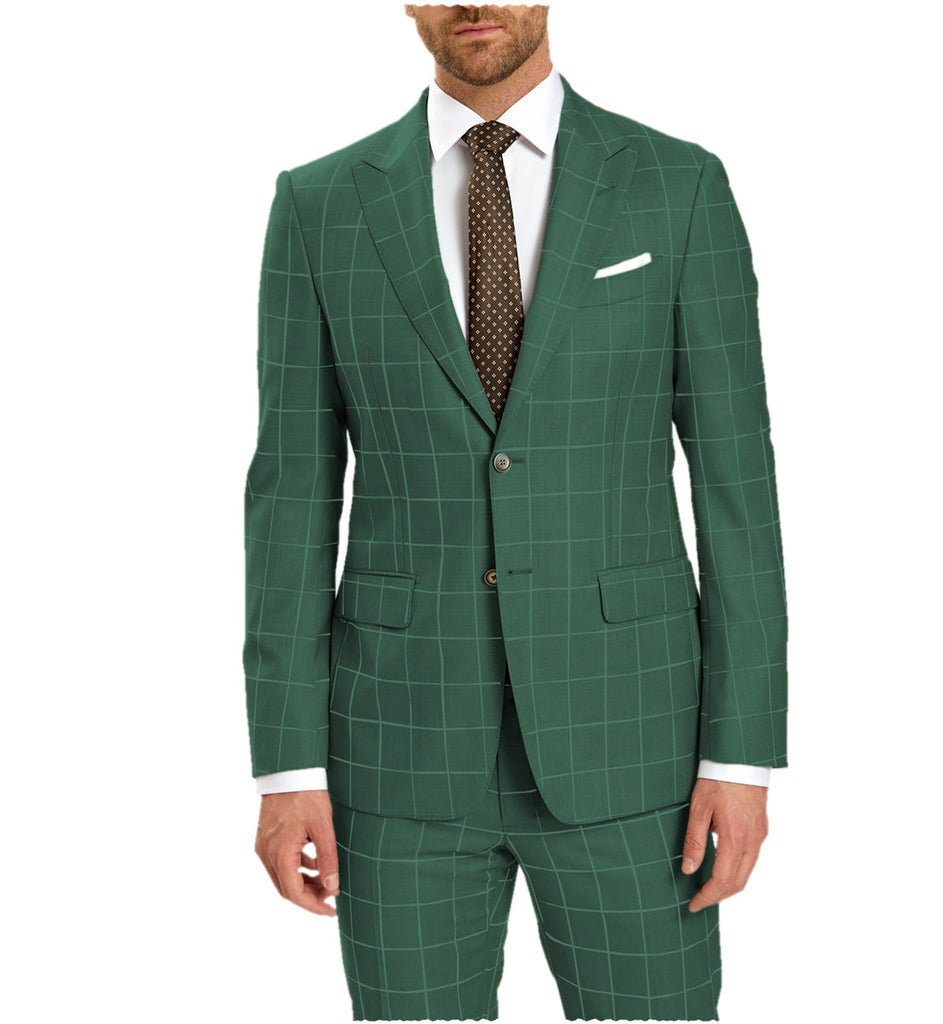 2 Pieces Suit - Formal Mens Suit 2 Pieces Plaid Peak Lapel Tuxedos (Blazer+Pants)